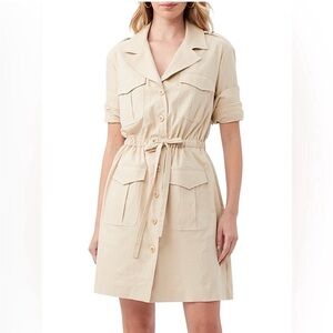 NWT TASHA DRAWSTRING WAIST SHIRTDRESS IN NEUTRAL size medium